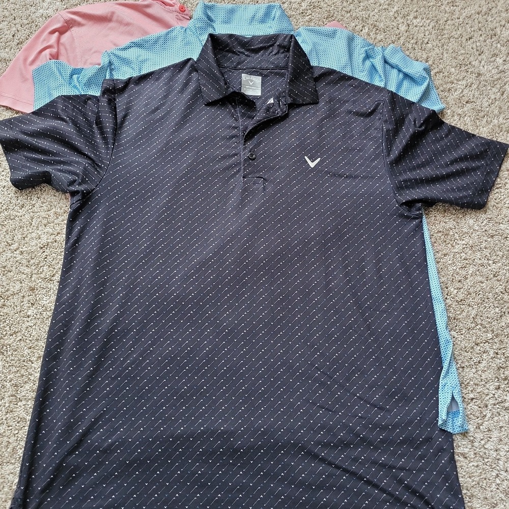 Lot Of 3 Callaway Opti Dri Swing Tech Performance Polos Men's M All Over Print - Picture 8 of 9
